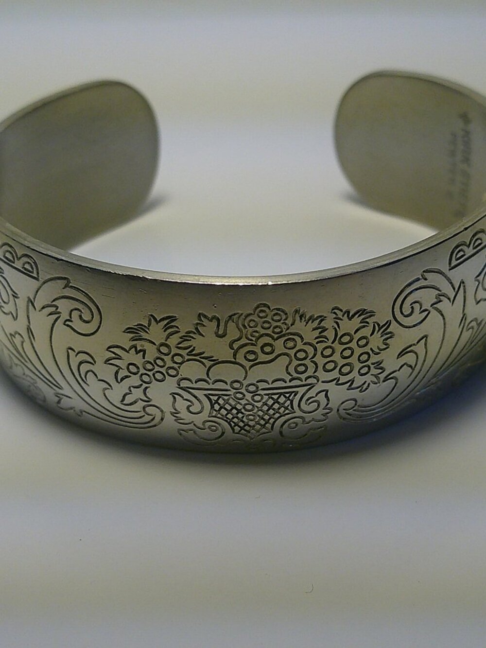 Vintage Silver Ornate Cuff Bracelet | Intricate Floral Design | Statement Bangle